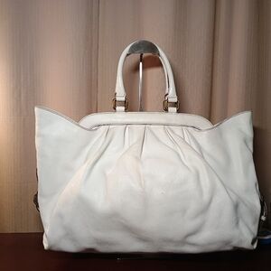 Fendi White Leather Tote Bag